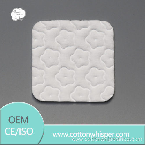 Large square cotton pad with embossed plum blossom pattern